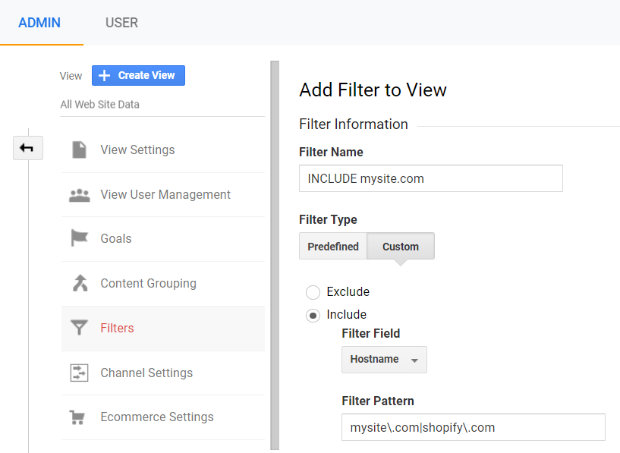 google analytics hostname filter